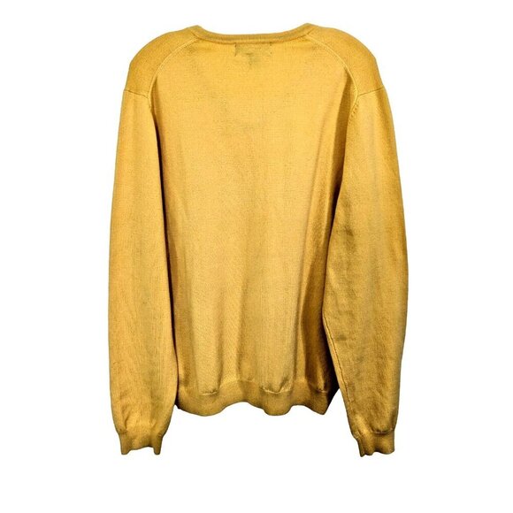 Brooks Brothers Sweater Extra Fine Italian Merino Wool Mens Large Yellow V Neck - Picture 2 of 4